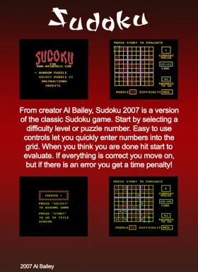 Sudoku (World) (NESWORLD Edition) (Aftermarket) (Homebrew) box cover back